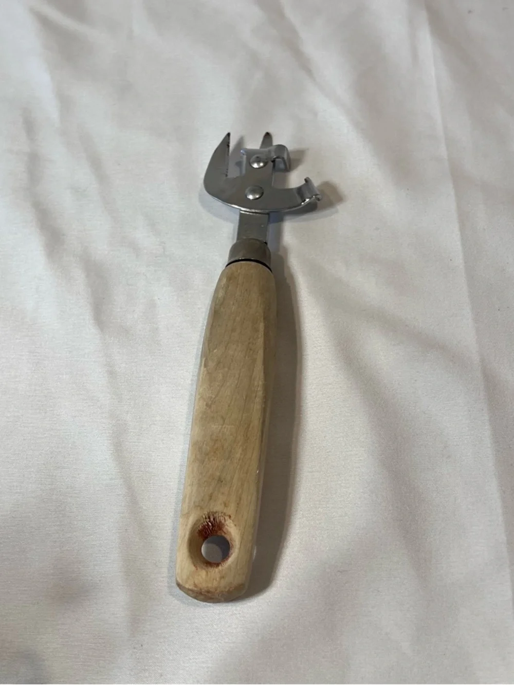 Vintage EKCO USA Wood Handle Can Opener Bottle Opener Church Key Kitchen Tool